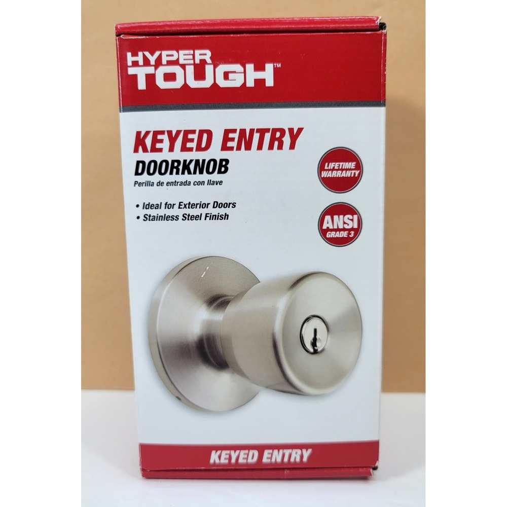 Hyper Tough Keyed Entry Doorknob Stainless Steel Finish Tulip Knob ANSI Grade 3